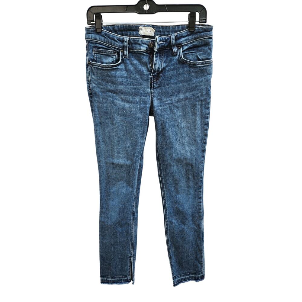 Free People Distressed Low Rise Side Slit Jeans Size 28